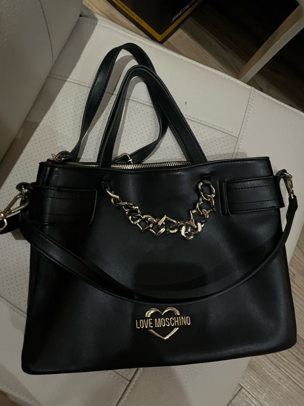 Love Moschino leather black satchel